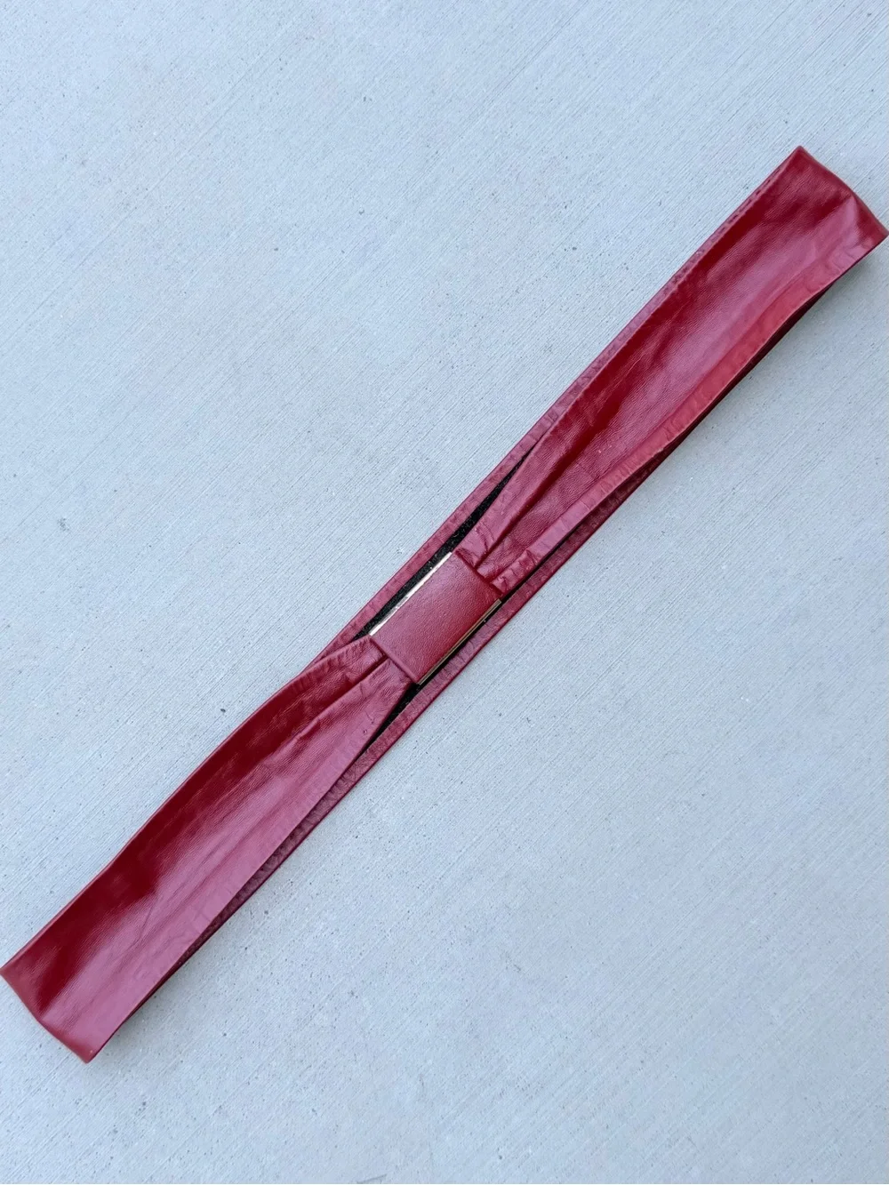 Vintage Red Leather Bow Style Waist Belt